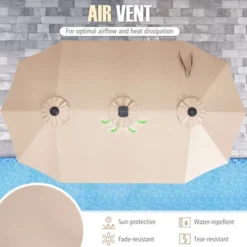 Costway 15.5 FT Extra-Large Patio Umbrella With LED Solar Lights & 12 Heavy-Duty Ribs Beige/Orange/Brown/Gray/Navy/Red -Costway GUEST 07536192 45d1 441a a45e 26e6bb708770