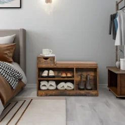 Costway 2-tier Shoe Bench Storage Shoe Rack Organizer Cabinet With Cushion For Entryway -Costway GUEST 0766af2d cd77 46d8 acc1 43d336898142