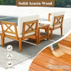 Costway 5 PCS Acacia Wood Patio Chaise Lounge Chair Set With 2-Tier Coffee Table Cushions 19 Costway 5 PCS Acacia Wood Patio Chaise Lounge Chair Set With 2-Tier Coffee Table Cushions -Costway GUEST 07693933 1f99 48c5 8873 4eaeb4c84d4f