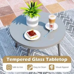 Costway 3 PCS Patio Furniture Set With Cushioned Papasan Chairs Tempered Glass Coffee Table Gray/Brown -Costway GUEST 077e5332 4dc1 43a1 805c aff55bbbeaff