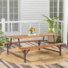 Costway Acacia Wood Patio Picnic Table Bench Set With 71'' Tabletop ＆ 2'' Umbrella Hole -Costway GUEST 0783d8e3 8e7a 47e4 8328 2b605229f3e6
