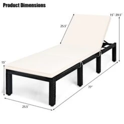 Costway Patio Rattan Lounge Chair Chaise Couch Cushioned Height Adjustable Pool Garden White -Costway GUEST 07a8aac7 e103 4968 a07e 644659fadf9c