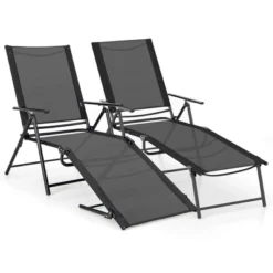 Costway 2 Piece Patio Folding Chaise Lounge Chairs With 6-Level Backrest Reclining Chairs Tan/Black/Grey 22 Costway 2 Piece Patio Folding Chaise Lounge Chairs With 6-Level Backrest Reclining Chairs Tan/Black/Grey -Costway GUEST 07cc1003 9d08 4c99 b94f 11474dc792e2