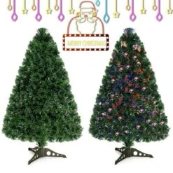 Costway 3Ft Pre-Lit Fiber Optic PVC Christmas Tree Tabletop Plastic -Costway GUEST 07cf59a5 db6f 44ba ae73 d290de374263