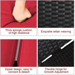 Costway 2-Person Patio Rattan Lounge Chair Chaise Recliner Adjustable Cushioned Red -Costway GUEST 07eea5e8 bfde 4eed b775 e2b3419a6524