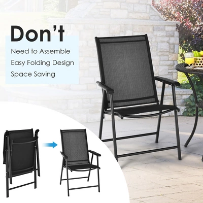 Costway 4PCS Patio Folding Dining Chairs Portable Camping Armrest Garden Black 9 Costway 4PCS Patio Folding Dining Chairs Portable Camping Armrest Garden Black - Image 7