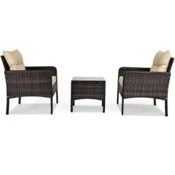 Costway 3PCS Patio Rattan Conversation Set Cushioned Sofa Chair For Garden -Costway GUEST 085e4baa d2ea 408f a758 1e5eb9d819fe