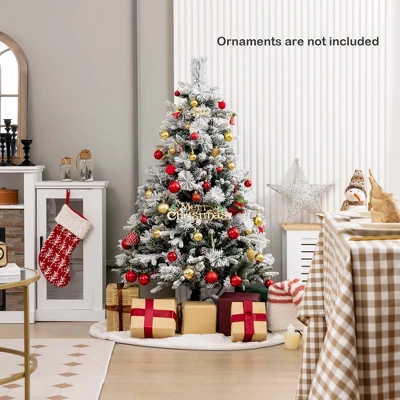 Costway 4.5 FT/6FT/7ft Pre-Lit Snow Flocked Christmas Tree Hinged Xmas Tree With8 Modes 160/240/320 Lights 4 Costway 4.5 FT/6FT/7ft Pre-Lit Snow Flocked Christmas Tree Hinged Xmas Tree With8 Modes 160/240/320 Lights - Image 2