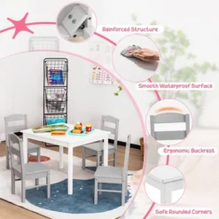 Costway Kids 5 Piece Table & Chair Set Wooden Children Activity Playroom Furniture Gift -Costway GUEST 08acfae6 419a 4a02 9304 4e3c6e673a01