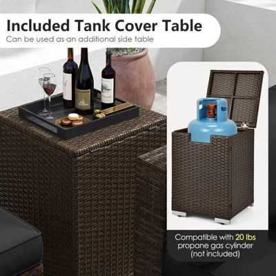 Costway 7 Pieces Outdoor Furniture Set With 32" Fire Pit Table And Propane Tank Cover Black/Navy/Red/White/Turquoise 8 Costway 7 Pieces Outdoor Furniture Set With 32" Fire Pit Table And Propane Tank Cover Black/Navy/Red/White/Turquoise - Image 6