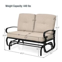 Costway 2-Person Outdoor Swing Glider Chair Bench Loveseat Cushioned Sofa BlueBeige -Costway GUEST 097610da c8f2 46b7 ae7d 8a4e4243fc77