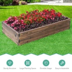 Costway Wooden Raised Garden Bed Kit - Elevated Planter Box For Growing Herbs Vegetable -Costway GUEST 0a38e49d 624e 46bd ac0b 294f1bed5a33