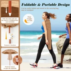 Costway Patio 6FT Tropical Thatched Tiki Beach Umbrella Portable Outdoor Market Tilt -Costway GUEST 0a89a71e 5edf 4c21 8723 1e40c47ae99d