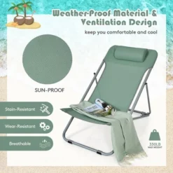 Costway Set Of 2 Beach Chair Portable 3-Position Lounge Chair W/ Headrest BlueGreenOrange 17 Costway Set Of 2 Beach Chair Portable 3-Position Lounge Chair W/ Headrest BlueGreenOrange -Costway GUEST 0ade1888 2af4 4bfa ab1b 5c3690bd6423