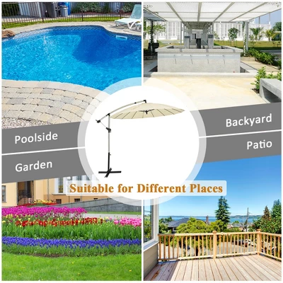 Costway 10ft Patio Offset Umbrella W/ Crank And Cross Base Aluminum 7 Costway 10ft Patio Offset Umbrella W/ Crank And Cross Base Aluminum - Image 5