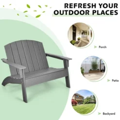 Costway 2PCS Patio Adirondack Chair Loveseat Bench HDPE Weather Resistant Grey 11 Costway 2PCS Patio Adirondack Chair Loveseat Bench HDPE Weather Resistant Grey -Costway GUEST 0b97912f d688 4885 897c 3abfde4a63a2
