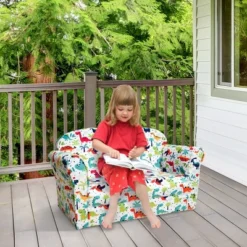 Costway Double Kids Dinosaur Sofa Children Armrest Couch Upholstered Chair Furniture -Costway GUEST 0c0462e7 23dc 461c 9533 2dfc20389791