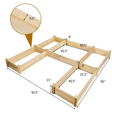Costway Raised Garden Bed Wooden Garden Box Planter Container U-Shaped Bed 92.5x95x11in 4 Costway Raised Garden Bed Wooden Garden Box Planter Container U-Shaped Bed 92.5x95x11in - Image 2