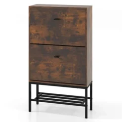 Costway Industrial Shoe Storage Cabinet With 2 Flip Drawers 1 Bottom Metal Shelf Organizer -Costway GUEST 0cb77510 deab 412c 93eb 1c781ed3a728