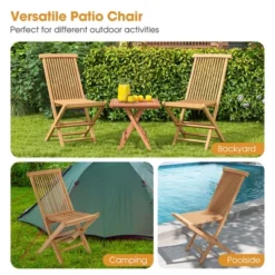 Costway 2 PCS Patio Folding Chair Teak High Back Dining Slatted Seat Portable Outdoor 14 Costway 2 PCS Patio Folding Chair Teak High Back Dining Slatted Seat Portable Outdoor -Costway GUEST 0cbc7e53 57bc 49f0 a08e e62db7dc65f6