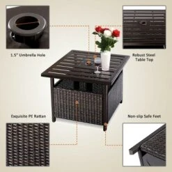 Costway Brown Rattan Wicker Steel Side Table Outdoor Furniture Deck Garden Patio Pool -Costway GUEST 0ccb3efb e125 4cde 8edc 24f94aa88dbb