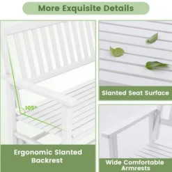 Costway Patio Glider Loveseat Chair Swing Rocking Bench With Slatted Seat & Curved Backrest White/Natural/Gray -Costway GUEST 0cdf2e11 eac8 494e 8fe5 8068a0d90ea1