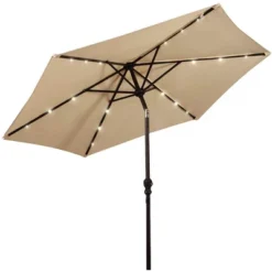 Costway 9ft Market Patio Umbrella W/Solar Lights & 40 LBS Steel Umbrella Stand -Costway GUEST 0d604341 52cf 432f a9a7 be3ad406f862