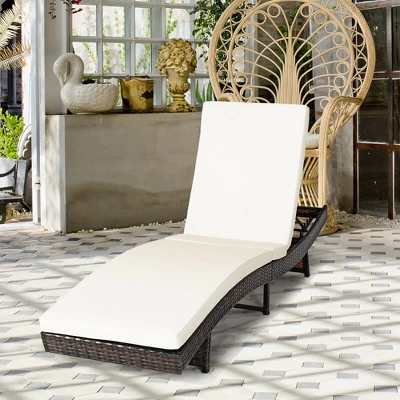 Costway 2PCS Patio Rattan Folding Lounge Chair Chaise Adjustable White Cushion 5 Costway 2PCS Patio Rattan Folding Lounge Chair Chaise Adjustable White Cushion - Image 3
