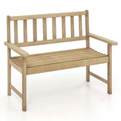 Costway Indonesia Teak Wood Garden Bench 2-Person Patio Bench With Backrest & Armrests Natural -Costway GUEST 0d86c3c9 0d36 401b ab54 de1feb906250
