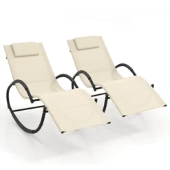 Costway 1/2 PCS Outdoor Rocking Lounge Chair With Removable Headrest Breathable Backrest & Seat Beige 23 Costway 1/2 PCS Outdoor Rocking Lounge Chair With Removable Headrest Breathable Backrest & Seat Beige -Costway GUEST 0d8e6b52 f878 41e0 a0c4 a233a9df5fc6