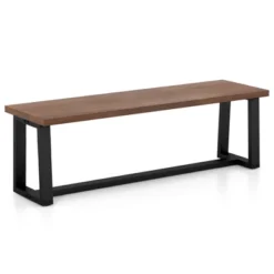 Costway 56.5"L Large Wood Dining Bench With Metal Frame Adjustable Footpads For Kitchen Black/Coffee -Costway GUEST 0da79066 257c 44b3 9a7c 5764e5d2c48f