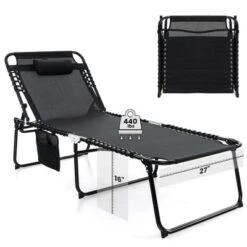 Costway Folding Lounge Chaise Chair 4 Position Patio Recliner W/Pillow Sunbathe Chair -Costway GUEST 0df0d693 e768 429b bed0 eeb7dd2b4a92