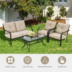 Costway 4 PCS Patio Furniture Set Cushion Sofa Loveseat Sectional Garden Deck Poolside 13 Costway 4 PCS Patio Furniture Set Cushion Sofa Loveseat Sectional Garden Deck Poolside -Costway GUEST 0dfbe069 cf52 44d3 b39f 8316245dc31c