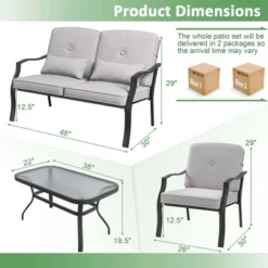 Costway 4 PCS Patio Furniture Set Outdoor Conversation Sofa Tempered Glass Coffee Table -Costway GUEST 0e57e397 46a0 4dd4 9eb7 1ce36a332a60