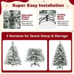 Costway 4.5 FT/6FT/7ft Pre-Lit Snow Flocked Christmas Tree Hinged Xmas Tree With8 Modes 160/240/320 Lights 21 Costway 4.5 FT/6FT/7ft Pre-Lit Snow Flocked Christmas Tree Hinged Xmas Tree With8 Modes 160/240/320 Lights -Costway GUEST 0e60c8ec 0cb0 4532 ac0f 1bac7710af3e