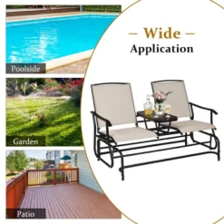 Costway 2 Person Patio Double Glider Steel Frame Loveseat Rocking With Center Table 17 Costway 2 Person Patio Double Glider Steel Frame Loveseat Rocking With Center Table -Costway GUEST 0e7d1a21 d22f 4ae0 81c4 c1957d03f87e
