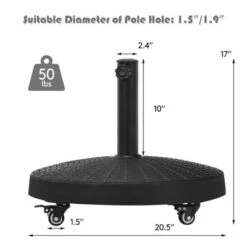 Costway 50 Lbs Round Resin Patio Umbrella Base Stand Holder W/ Lockable Wheels -Costway GUEST 0ec6b04d 73ce 4191 ba14 c1000af9c337