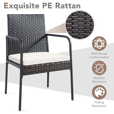 Costway 4PCS Patio Wicker Rattan Dining Chairs Cushioned Seats Armrest Garden 7 Costway 4PCS Patio Wicker Rattan Dining Chairs Cushioned Seats Armrest Garden - Image 5
