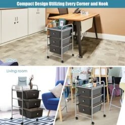 3-Drawer Cart Storage Bin Organizer Rolling With Plastic Drawers Yellow/Black/Multicolor/Rainbow -Costway GUEST 0f3eb11f b8b9 4414 976b eb3eca9855ea