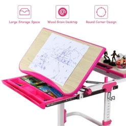 Costway Children Desk Chair Set Adjustable Study Table Drawer Winged Backrest Chair -Costway GUEST 0f58563d 3691 4d3e 9b3e eb642e6316f0