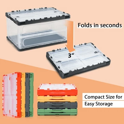Costway 45L Collapsible Storage Bins Folding Plastic Stackable Utility Crates 4 Pack 8 Costway 45L Collapsible Storage Bins Folding Plastic Stackable Utility Crates 4 Pack - Image 6
