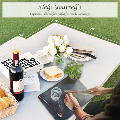 Costway Picnic Table Bench Set Outdoor Backyard Patio Garden Party Dining All Weather White 9 Costway Picnic Table Bench Set Outdoor Backyard Patio Garden Party Dining All Weather White - Image 7