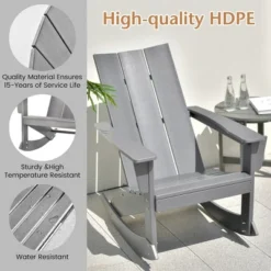 Costway Patio Adirondack Rocking Chair All Weather HDPE Porch Rocker 330lbs Grey Outdoor -Costway GUEST 0fdd3095 e344 43c3 9537 c187bfcd345e