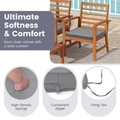 Costway 4 PCS Outdoor Furniture Set With Soft Seat Cushions Stable Acacia Wood Frame White/Navy/Gray -Costway GUEST 0ffafeee bae8 4969 acdd ec546d688f66