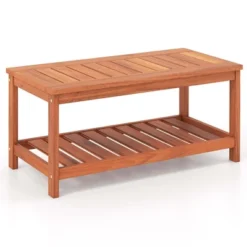 Costway Patio Coffee Table 2-Tier Outdoor Side Rectangle Side Table Solid Wood Porch -Costway GUEST 10005b69 6da7 460f 9a43 48eff7b71f1f