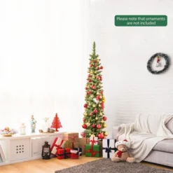 Costway 5/6/7/99 FT Pre-Lit Pencil Christmas Tree With 400 LED Lights & 699 Branch Tips Party -Costway GUEST 103bd875 889f 478b acc0 a34a8d1edfe2