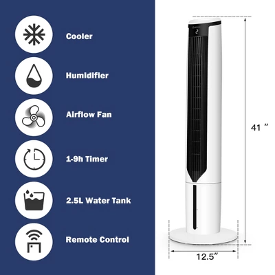 Costway 3-In-1 Evaporative Air Cooler 41'' Portable Tower Fan Humidifier 9 Costway 3-In-1 Evaporative Air Cooler 41'' Portable Tower Fan Humidifier - Image 7