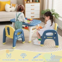 Costway Kids Table And 2 Chairs Set Activity Art Desk With Storage Shelf & Building Blocks -Costway GUEST 1078b542 f468 496b aa5f 824d282de32e