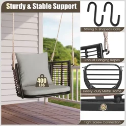 Costway Patio Hanging Rattan Basket Chair Swing Hammock Chair With Seat Cushion Navy/Grey/Beige 18 Costway Patio Hanging Rattan Basket Chair Swing Hammock Chair With Seat Cushion Navy/Grey/Beige -Costway GUEST 1104099b 7b26 4d25 93e2 fe0da85bb1bd
