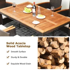 Costway 7PCS Patio Rattan Dining Set Armrest Cushioned Chair Wooden Tabletop 16 Costway 7PCS Patio Rattan Dining Set Armrest Cushioned Chair Wooden Tabletop -Costway GUEST 11134407 22e7 4eed aa47 8c1f004e4986